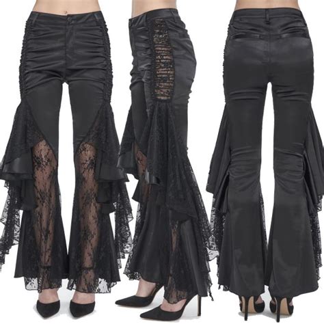 Satin Schlaghose Im S Gothic Style Mit Spitze Voodoomaniacs