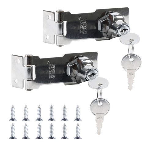 Buy HUSZZM 2Pack Keyed Hasp Lock Shed Lock Heavy Duty Hasp and Ste with Padlock Door Lock Hasp ...