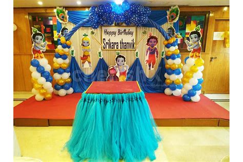 Krishna Theme Decoration for your kids birthday | Bangalore