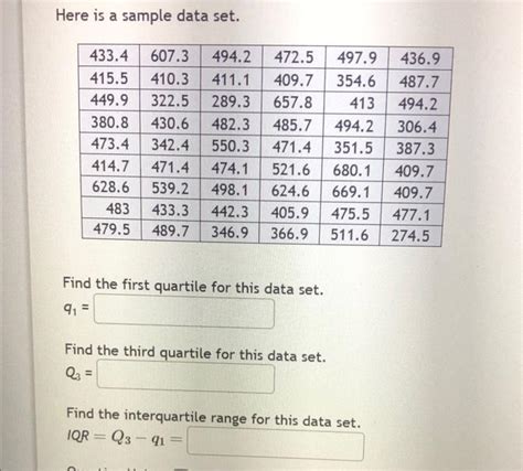 Solved Here Is A Sample Data Set Find The First Quartile Chegg