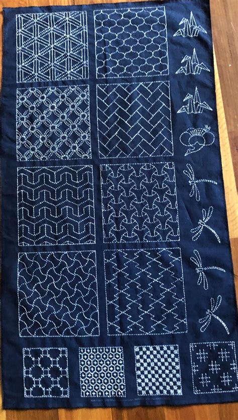 Sashiko Panel No Navy Katiespatchworkpacks