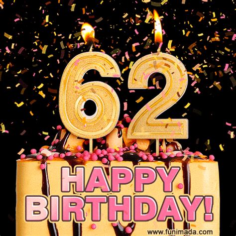 Happy 62nd Birthday Cake GIF and Video with sound free download | Funimada.com