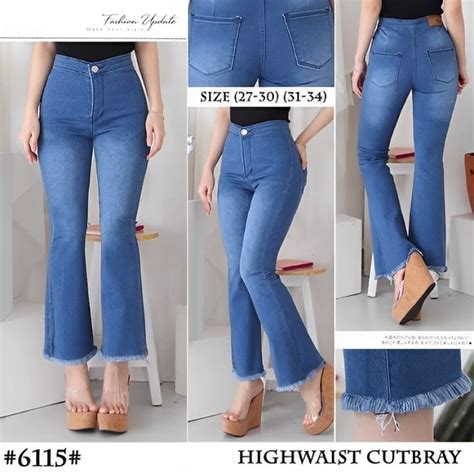 Celana Panjang Jeans Wanita Hw Cutbray Vintage Sweet Jeans Celana Jeans Highwaist Cutbray