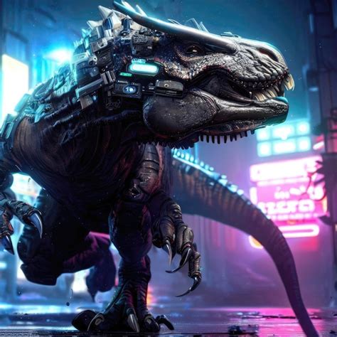 Premium Photo Cyberpunk Dinosaur Electronic Robotic Creature Design