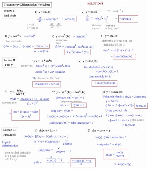 50 Derivative Of Trigonometric Functions Worksheet – Chessmuseum Template Library