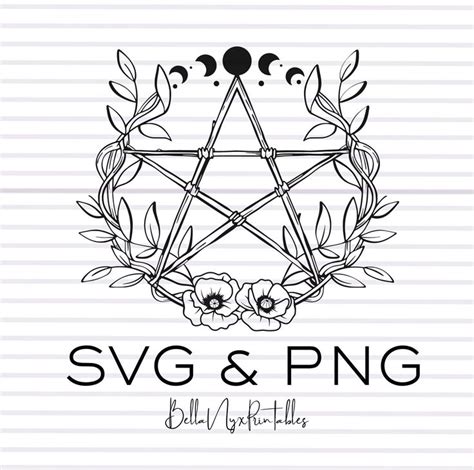 Pretty Pentagram Svg Pentagram Decal Pentacle Svg Pagan Svg Digital