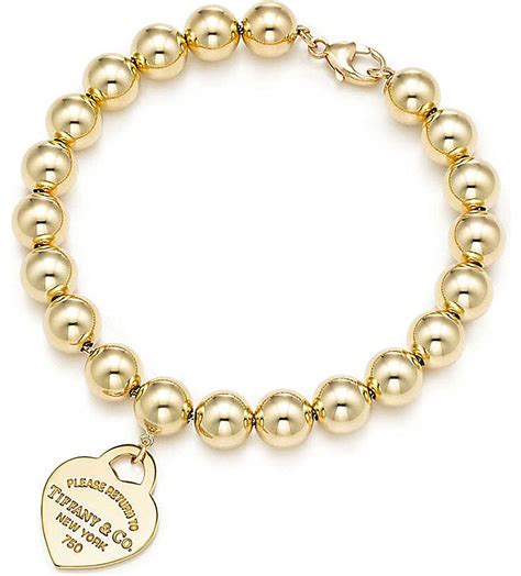 Return To Tiffany™ Small Heart Tag In 18k Gold On A Bead Bracelet