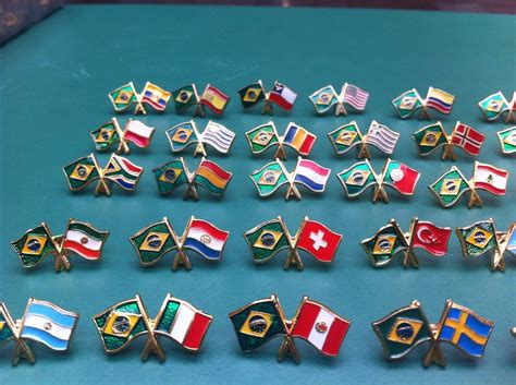 Kit 7 Pins Da Bandeira Do Brasil Outros Países Mundo das