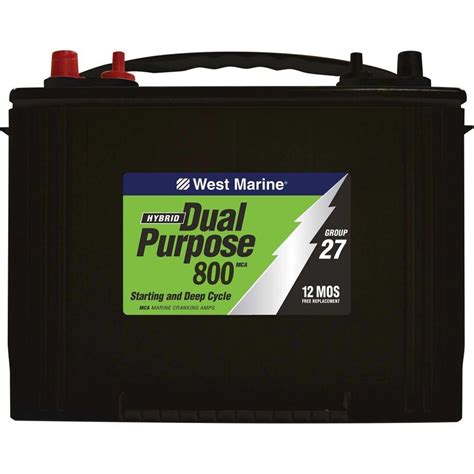 Dual Purpose Flooded Marine Battery 800 Mca Group 27 West Marine