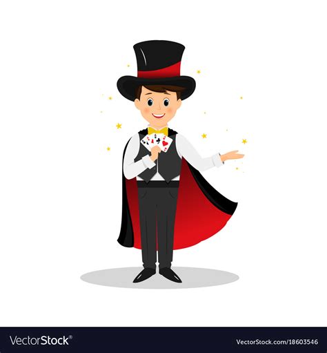 Magician With Hat And Playing Cards Royalty Free Vector