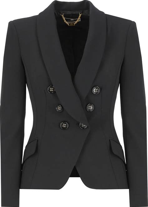 Elisabetta Franchi Double Breasted Crepe Jacket With Shawl Lapels