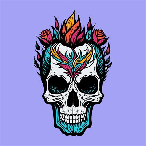 Premium Vector | Colorful skull vector illustration for tshirt