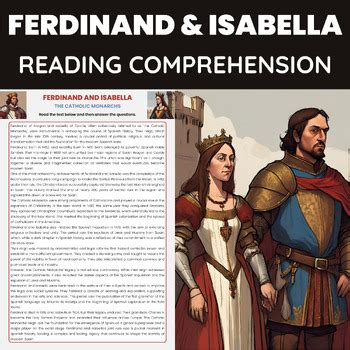 Ferdinand and Isabella Reading Comprehension Reconquista and Spanish ...