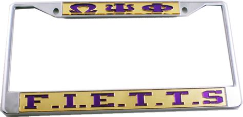 Omega Psi Phi F I E T T S License Plate Frame Silver Standard Frame