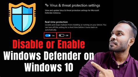 How To Disable Or Enable Windows Defender On Windows 10 Youtube