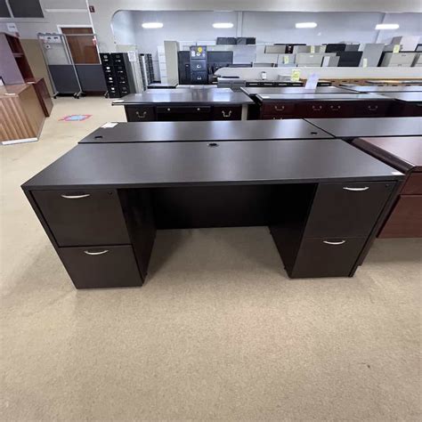 X Espresso And Silver Credenza Desk With Fluted Edge And File