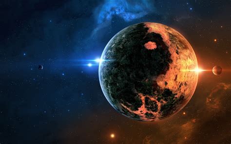 Wallpaper X Px Glowing Planet Space Art Yin And Yang