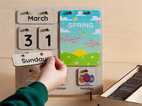 Montessori Calendar For Kids Monthly Calendar School Calendar Wooden