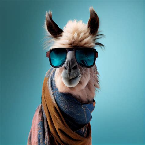 Portrait Of A Lama In Sunglasses Stock Illustration Illustration Of