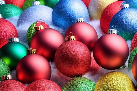 Premium Photo Christmas Background With Colored Toy Balls 3d Render
