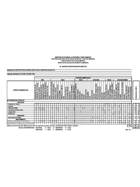 Matriz De Impacto Ambiental Pdf