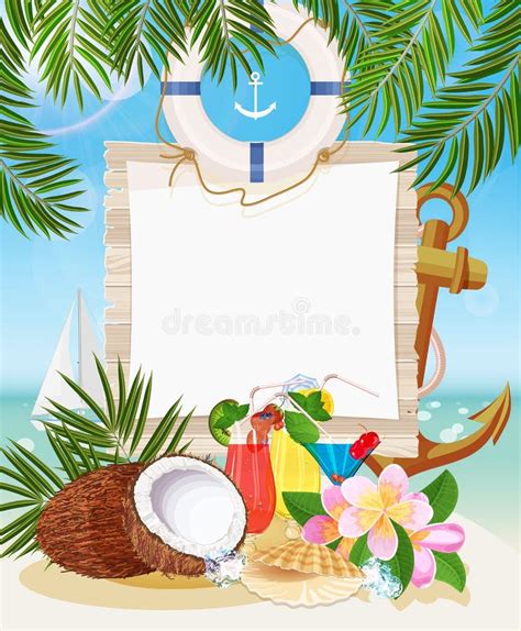 Tropical Beach Bar Signboard Stock Vector Illustration Of Menu Glass