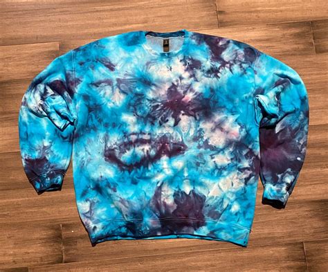 Ice Dyed Tie Dye Crewneck Custom Sweatshirt Trendy Sweatshirt Crewneck Sweatshirt Crewneck