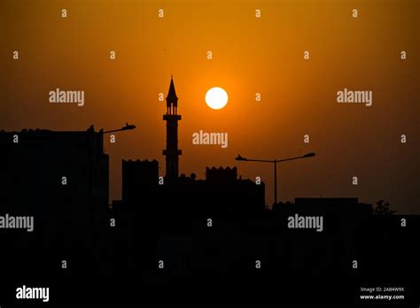 Sunset at Doha Corniche district, Qatar Stock Photo - Alamy