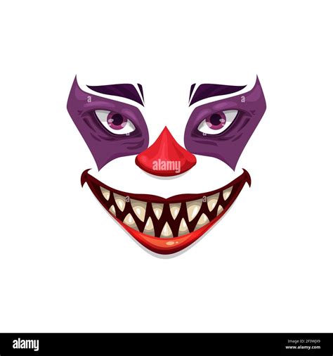 Scary Clown Face Vector Icon Halloween Creepy Smile Funster Character