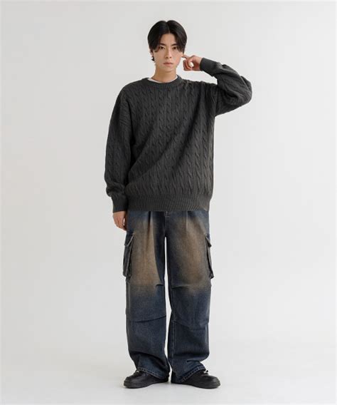 MUSINSA LEMAIN SECOND Overfit Volume Washable Crew Neck Cable Knit