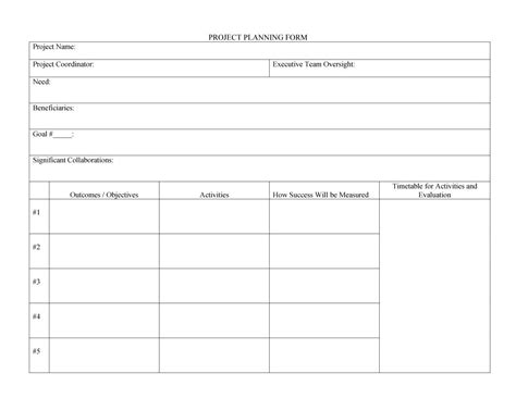 Project Plan Template Sheets