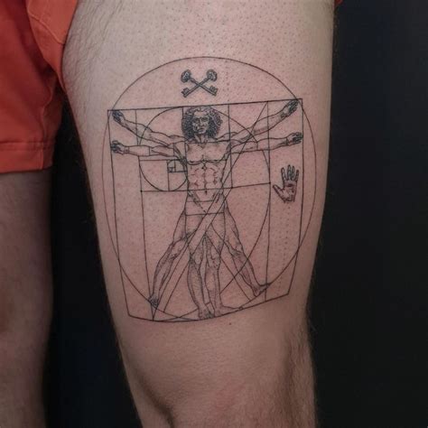 Geometric Vitruvian Man Tattoo by @all_about_leeloo - Tattoogrid.net