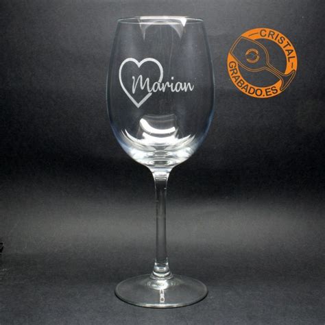 Copa De Vino Personalizada Mediante Grabado Láser Con Nombre Y Corazón