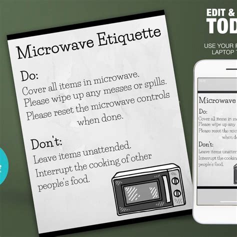 Microwave Etiquette Printable Etsy