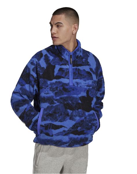 Adidas Originals Mens ADV Polar Fleece Half Zip Top Blue Life Style