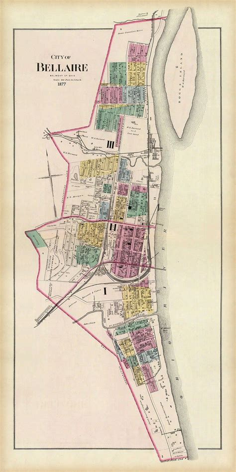 1877 Map of Bellaire Belmont County Ohio - Etsy | Vintage wall art, Old ...