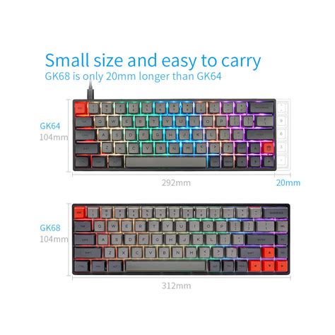 SKYLOONG GK68X Keyboard Kit Hot Swappable NKRO RGB Wired Bluetooth Dual