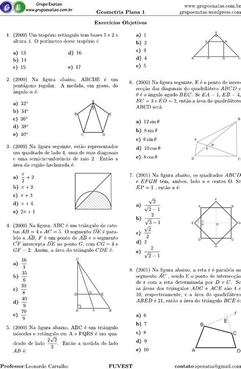 Geometria plana na FUVEST 9 anos Matemática