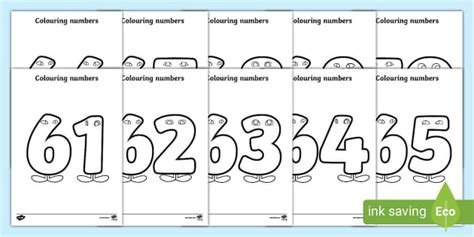 Colouring Page By Numbers 61 70 Resources Twinkl