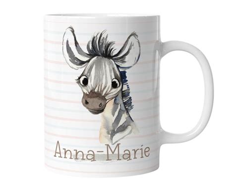 Timalo Kindertasse Mit Namen Bedrucken Lassen Motiv Zebra Tiere