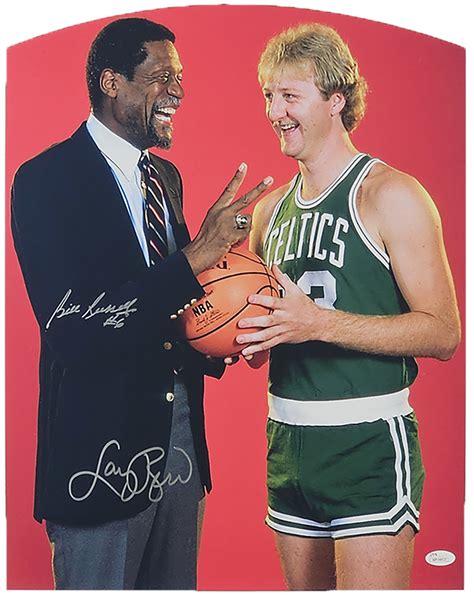 Bill Russell Larry Bird Autographed Boston Celtics 16x20 P