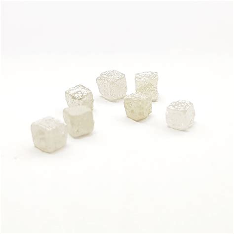 Cubo De Diamante En Bruto Blanco De Plata Natural De 3 05 Ct Cubo De