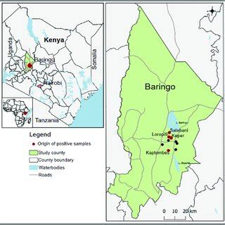 A Map Of Kenya Showing The Sampling Sites Within Baringo County Red