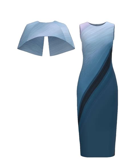 Rochie Lunga Cu Capa Detasabila In Nuante De Bleu CMD4859