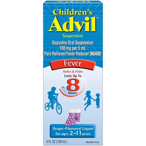 Children’s Advil 100 Mg Children's Ibuprofen, Liquid Pain Reliever and Fever Reducer for Ages 2 ...