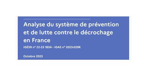 Analyse du système de prévention et de lutte contre le décrochage