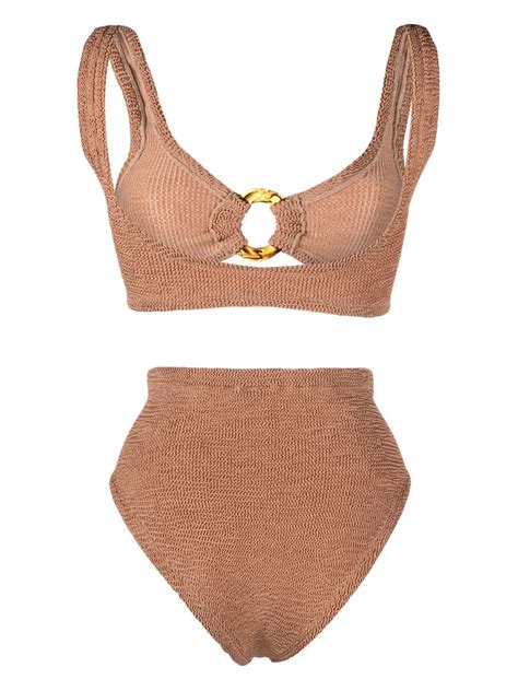 Hunza G Nadine Seersucker Bikini Set Farfetch