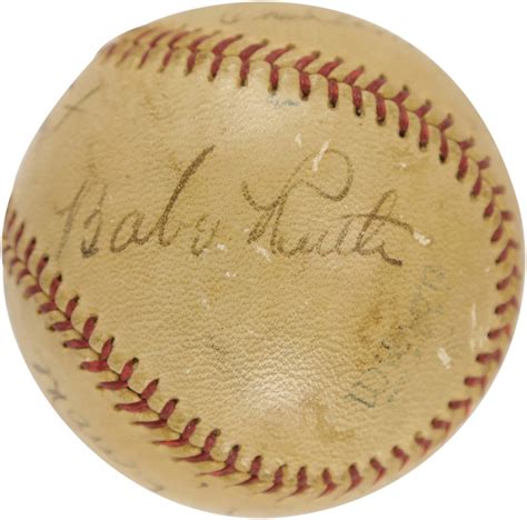 Circa Babe Ruth Signed Baseball Displays As Single Signed PSA