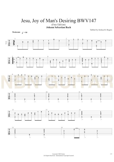 Jesu Joy Of Mans Desiring Free Classical Guitar Tabs — Nbn Guitar