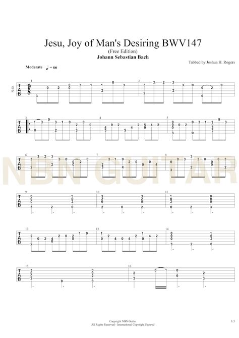 Jesu Joy Of Man S Desiring Free Classical Guitar Tabs Nbn Guitar